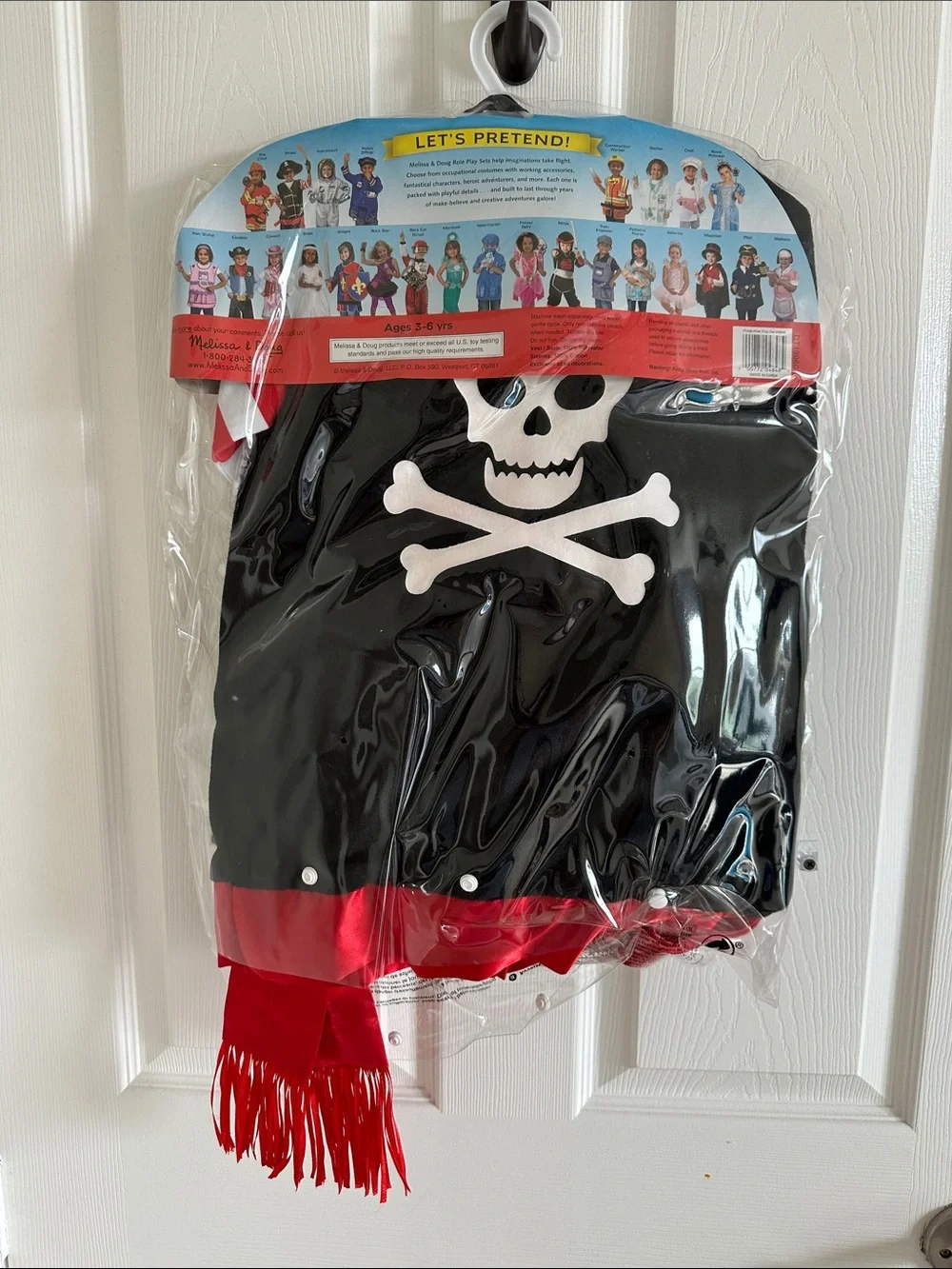 Children's Pirate Costume with Toy Sword - Black & Red